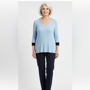 Jones New York Blue Relaxed Top